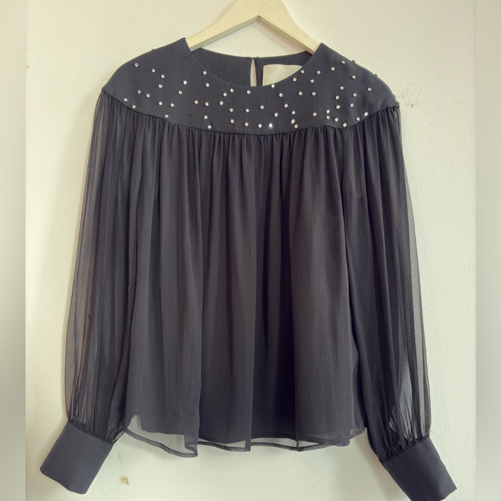 3.1 Phillip Lim Black silk blouse with jewel detail